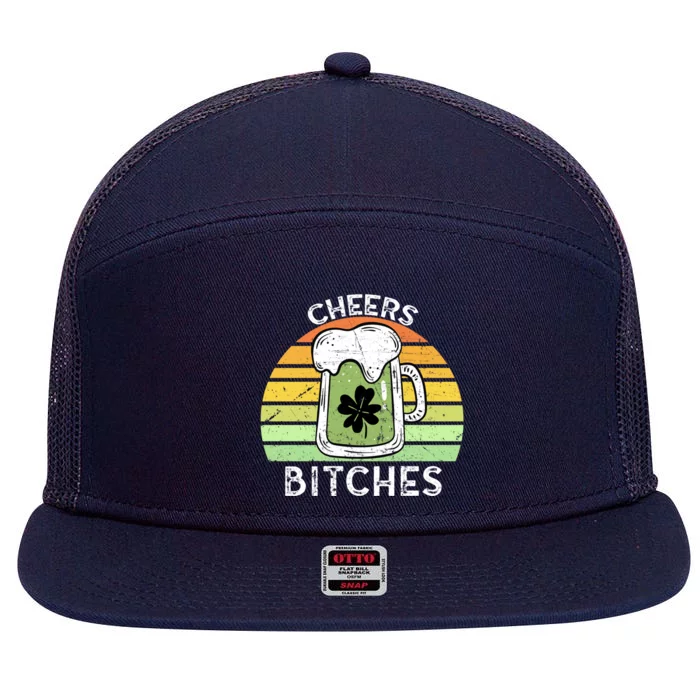 Cheers Bitches Vintage Saint Patricks Retro Beer Ing Cute Gift 7 Panel Mesh Trucker Snapback Hat