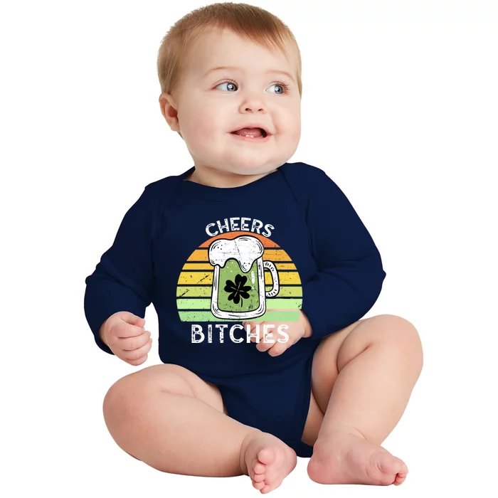 Cheers Bitches Vintage Saint Patricks Retro Beer Ing Cute Gift Baby Long Sleeve Bodysuit