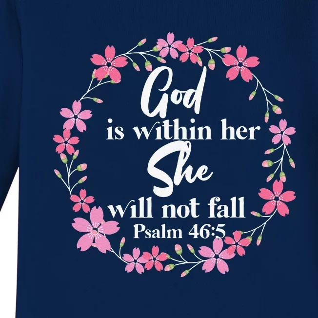 Christian Bible Verse Psalm 465 Flower Baby Long Sleeve Bodysuit