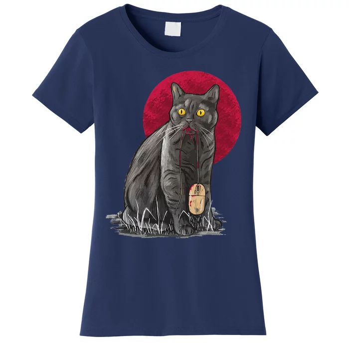 Cat Bloody Vampire Mouse Halloween Spooky Horror Outfit Women's T-Shirt