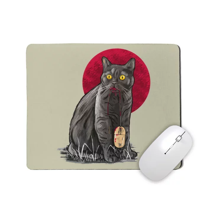 Cat Bloody Vampire Mouse Halloween Spooky Horror Outfit Mousepad