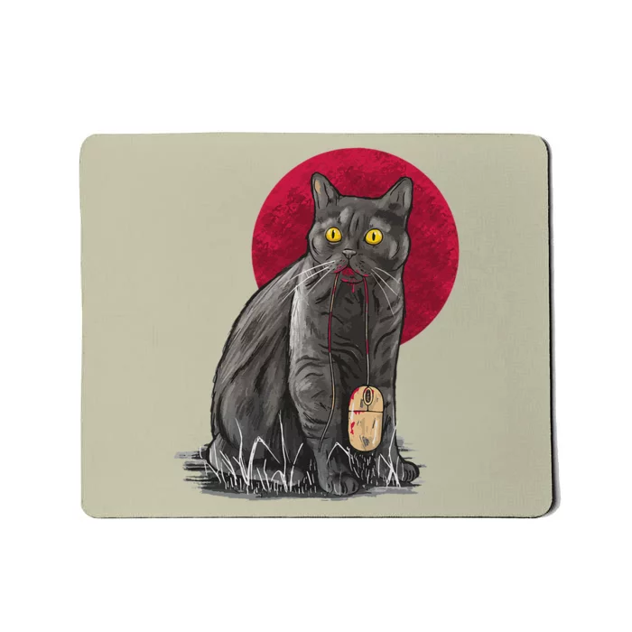 Cat Bloody Vampire Mouse Halloween Spooky Horror Outfit Mousepad