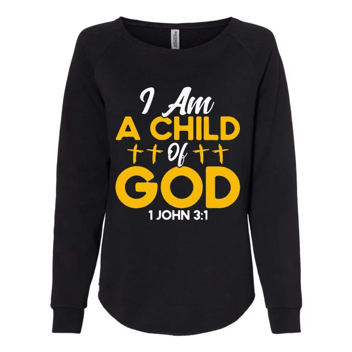 Christian Bible Verse John 31 Child Of God Cross Womens California Wash Sweatshirt