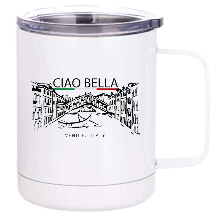 Ciao Bella Vintage Venice Italy Italian Greeting Graphic Front & Back 12oz Stainless Steel Tumbler Cup