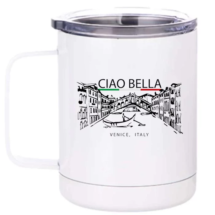 Ciao Bella Vintage Venice Italy Italian Greeting Graphic Front & Back 12oz Stainless Steel Tumbler Cup