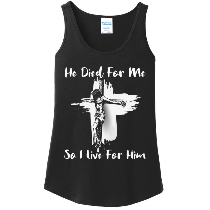 Christian Bible Verse Jesus Died For Me Ladies Essential Tank