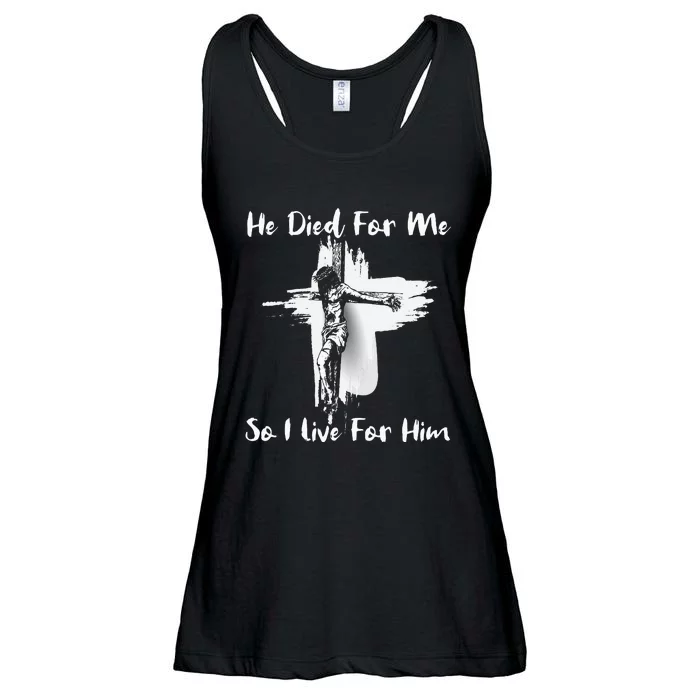 Christian Bible Verse Jesus Died For Me Ladies Essential Flowy Tank