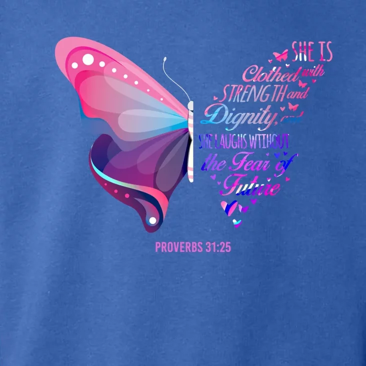 Christian Bible Verse Proverbs 31:25 Butterfly Gift Toddler Hoodie