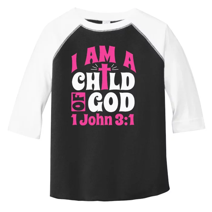 Christian Bible Verse I Am A Child Of God 1 John 31 Cross Toddler Fine Jersey T-Shirt