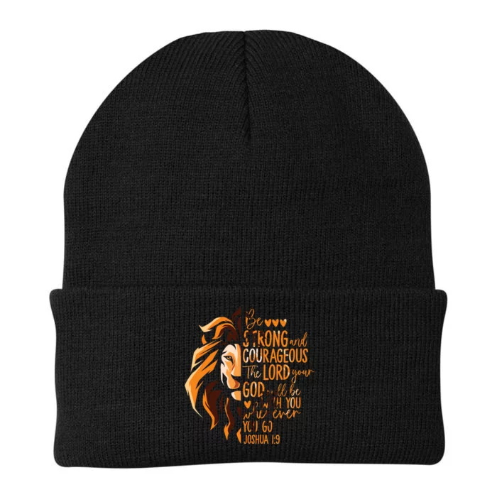 Christian Bible Verse Joshua 1:9 Lion Inspirational Religious Faith Jesus God Knit Cap Winter Beanie