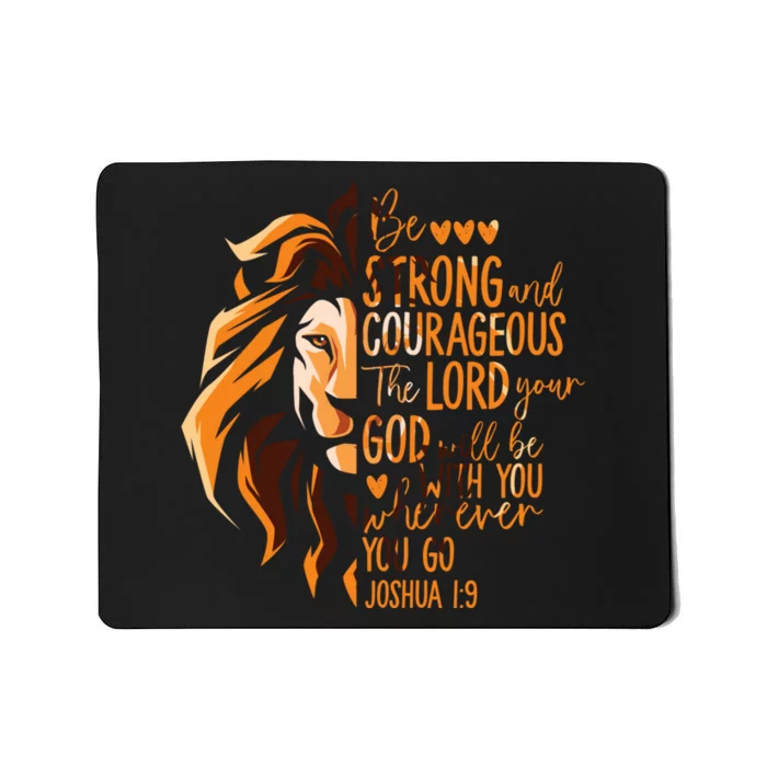 Christian Bible Verse Joshua 1:9 Lion Inspirational Religious Faith Jesus God Mousepad