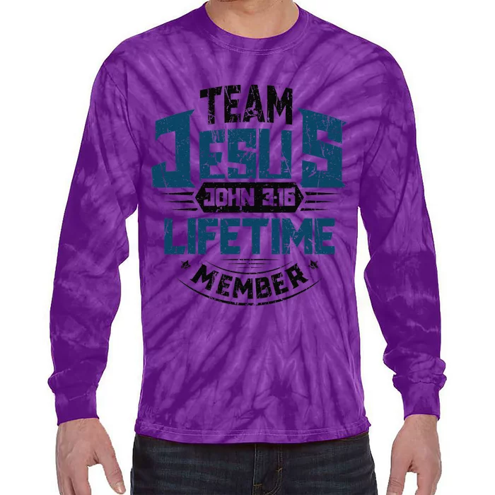 Christian Bible Verse Team Jesus Lifetime Member Scripture Tie-Dye Long Sleeve Shirt