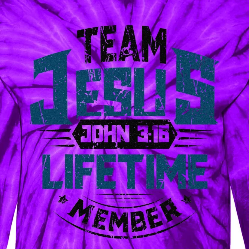 Christian Bible Verse Team Jesus Lifetime Member Scripture Tie-Dye Long Sleeve Shirt