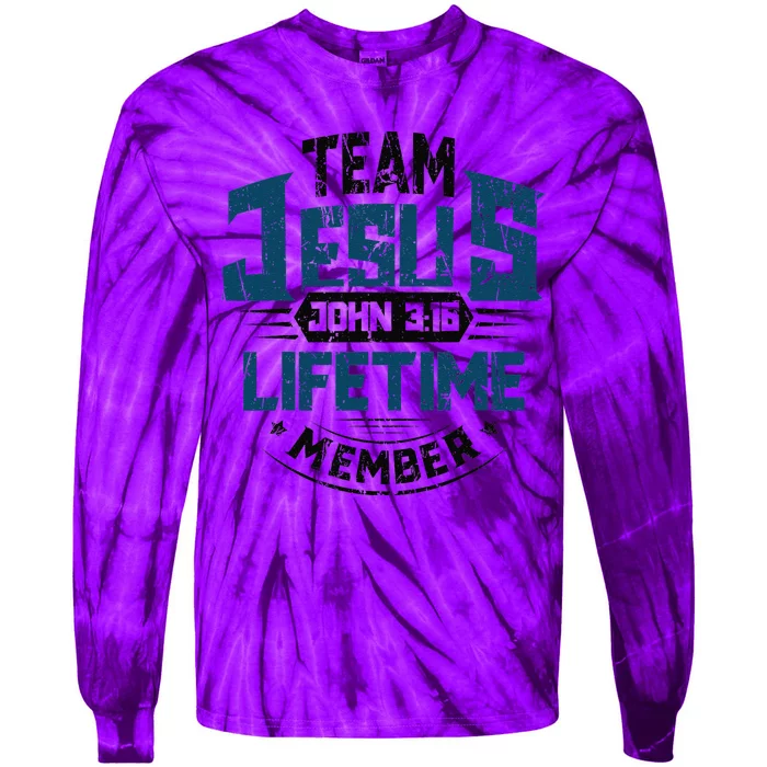 Christian Bible Verse Team Jesus Lifetime Member Scripture Tie-Dye Long Sleeve Shirt