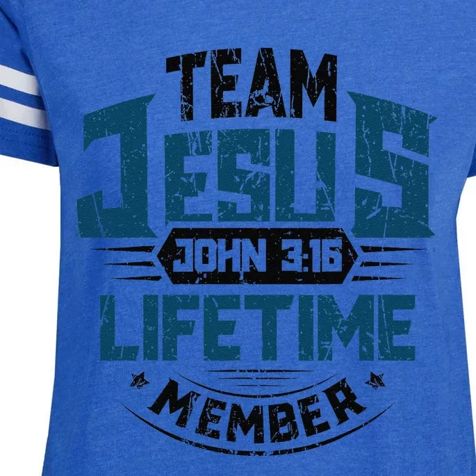 Christian Bible Verse Team Jesus Lifetime Member Scripture Enza Ladies Jersey Football T-Shirt