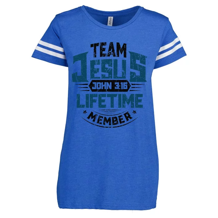 Christian Bible Verse Team Jesus Lifetime Member Scripture Enza Ladies Jersey Football T-Shirt