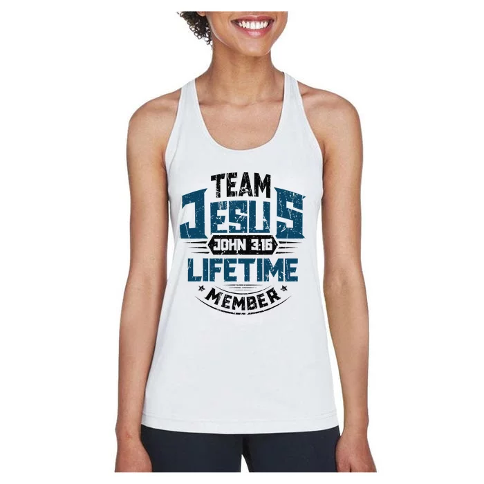 Christian Bible Verse Team Jesus Lifetime Member Scripture Women's Racerback Tank