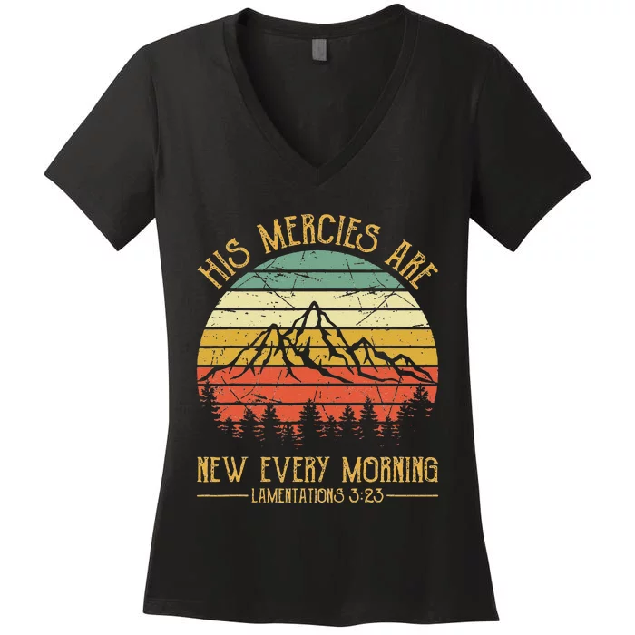 Christian Bible Verse His Mercies Are New Every Morning Women's V-Neck T-Shirt