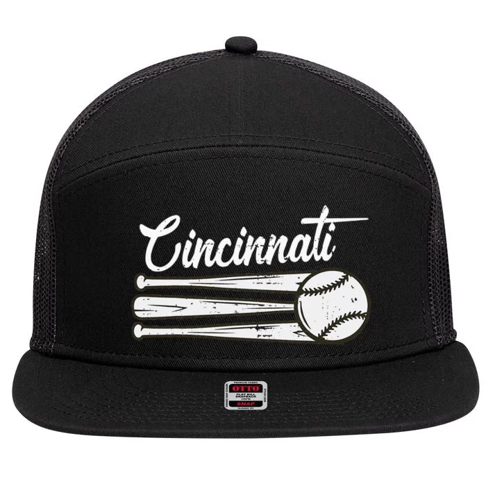 Cincinnati Baseball Vintage Distressed Met At Gameday 7 Panel Mesh Trucker Snapback Hat