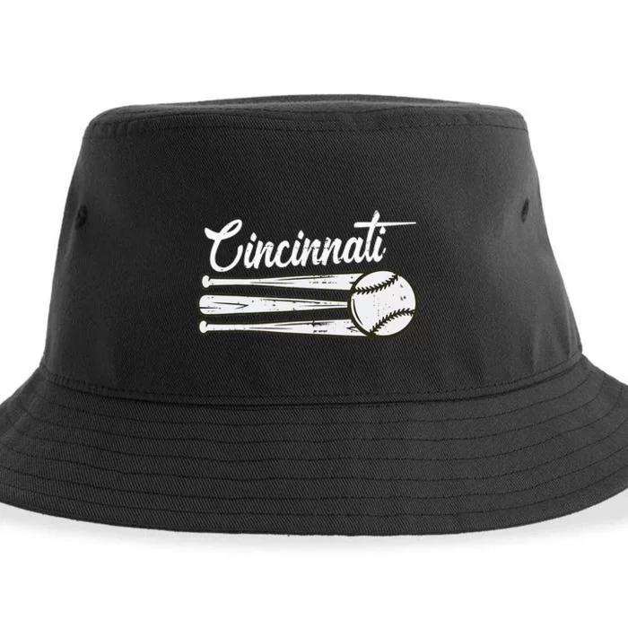 Cincinnati Baseball Vintage Distressed Met At Gameday Sustainable Bucket Hat