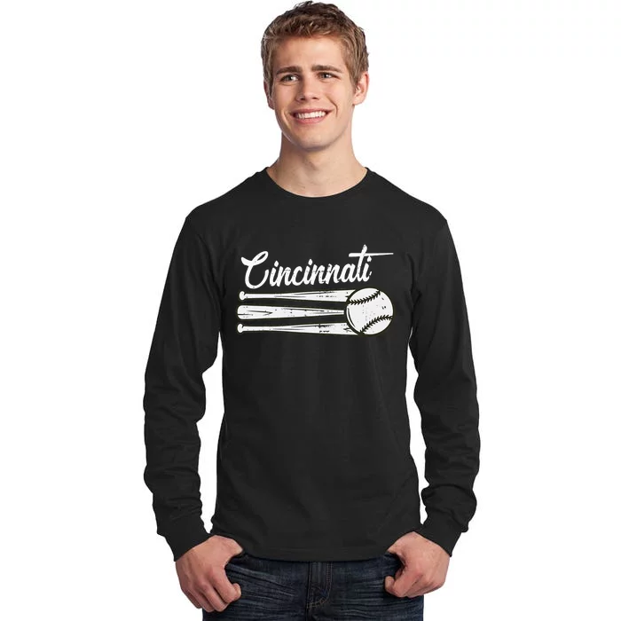 Cincinnati Baseball Vintage Distressed Met At Gameday Tall Long Sleeve T-Shirt