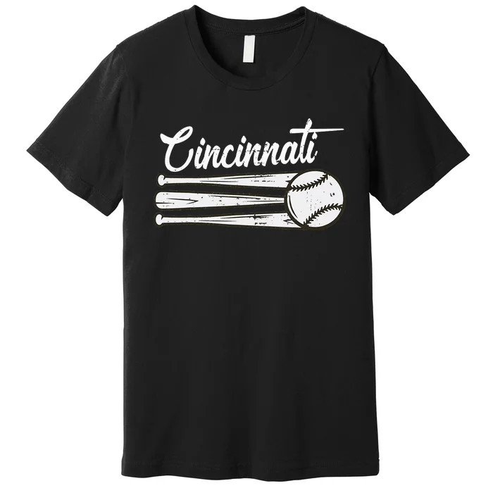 Cincinnati Baseball Vintage Distressed Met At Gameday Premium T-Shirt