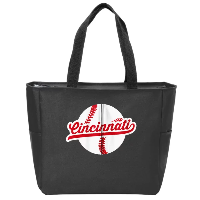 Cincinnati Baseball Vintage Ohio Pride Love City Red Zip Hoodie Zip Tote Bag