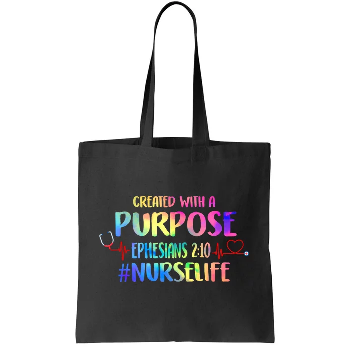 Christian Bible Verse Nurses Day Z18 Created With A Purpose Nurse Life Nursing C Tote Bag