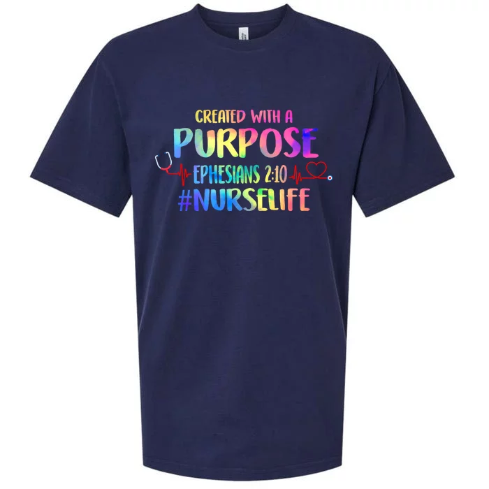 Christian Bible Verse Nurses Day Z18 Created With A Purpose Nurse Life Nursing C Sueded Cloud Jersey T-Shirt