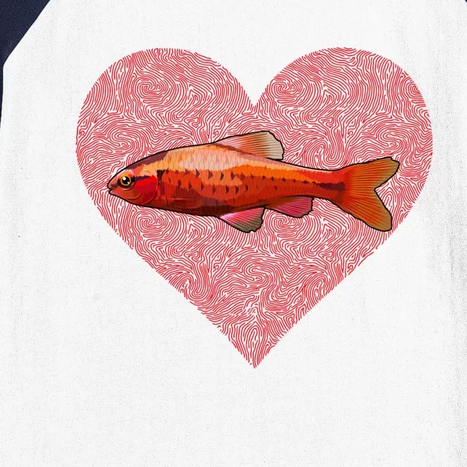 Cherry Barb Valentines Day Fish Love Fingerprint Gift Baseball Sleeve Shirt