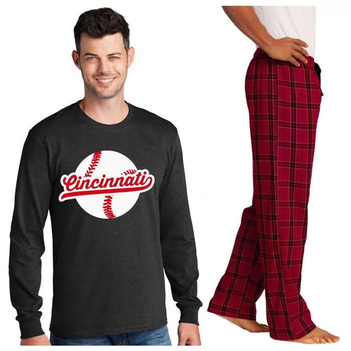 Cincinnati Baseball Vintage Ohio Pride Love City Red Long Sleeve Pajama Set