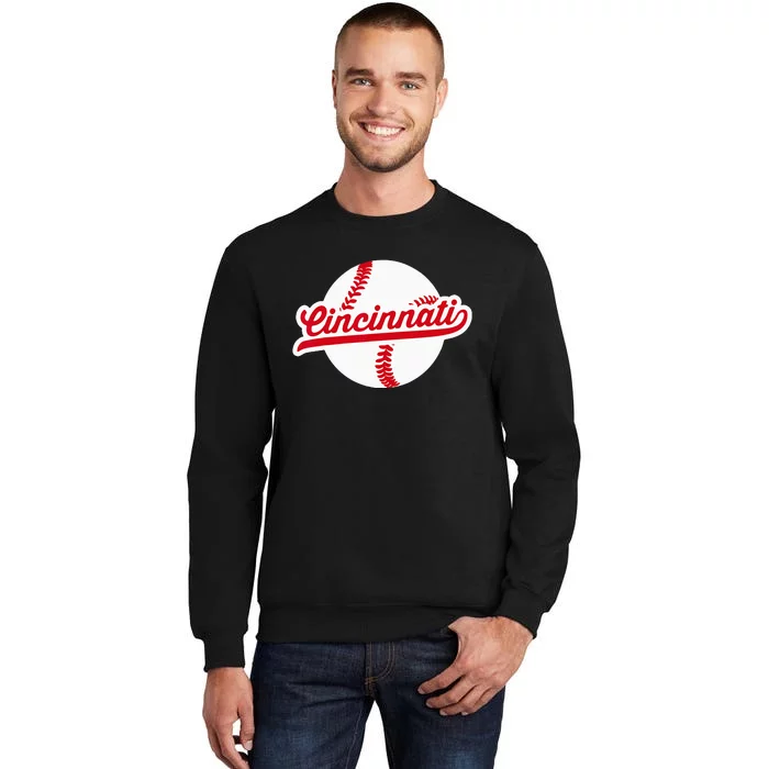 Cincinnati Baseball Vintage Ohio Pride Love City Red Tall Sweatshirt