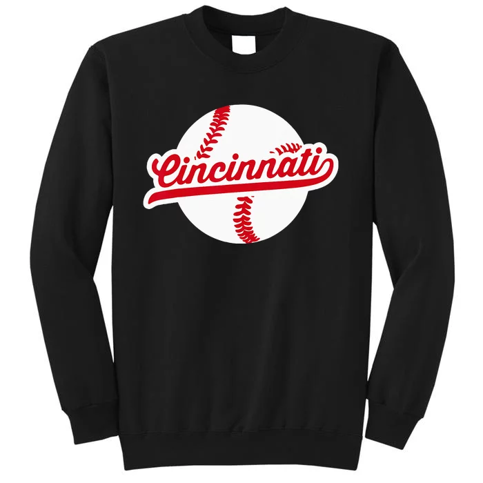 Cincinnati Baseball Vintage Ohio Pride Love City Red Tall Sweatshirt