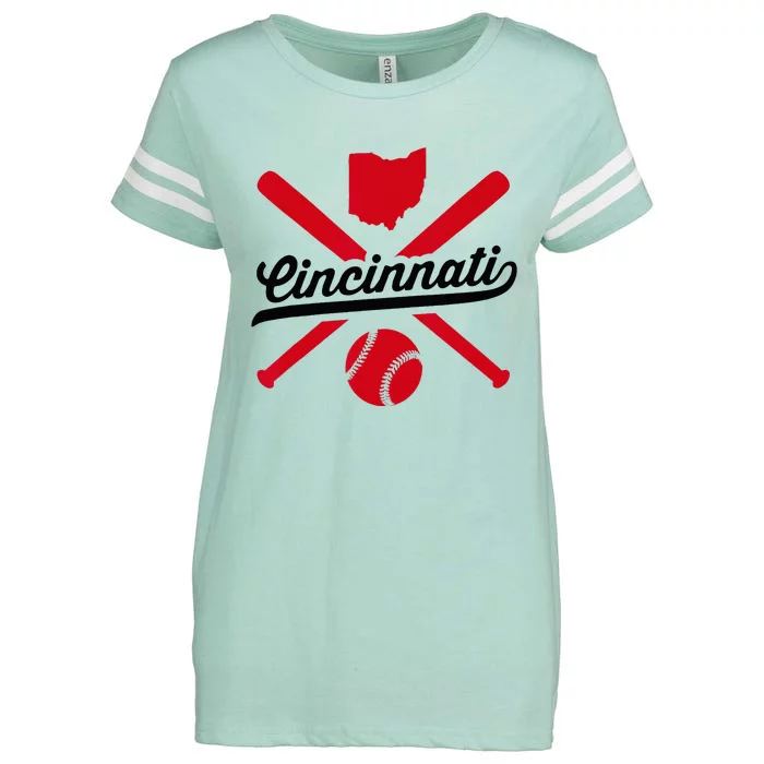 Cincinnati Baseball Vintage Ohio Pride Red Love City Enza Ladies Jersey Football T-Shirt