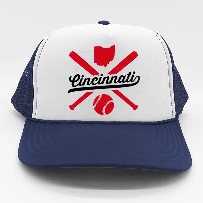 Cincinnati Baseball Vintage Ohio Pride Red Love City Trucker Hat