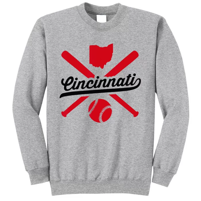 Cincinnati Baseball Vintage Ohio Pride Red Love City Tall Sweatshirt