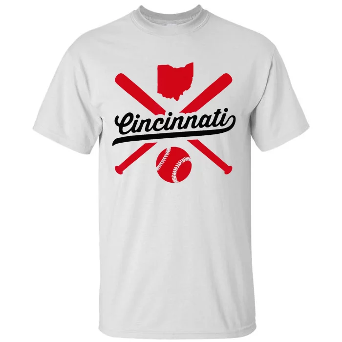 Cincinnati Baseball Vintage Ohio Pride Red Love City Tall T-Shirt