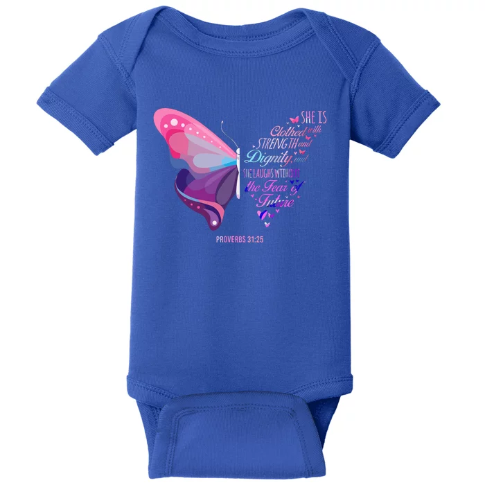 Christian Bible Verse Proverbs 3125 Butterfly Gift Baby Bodysuit