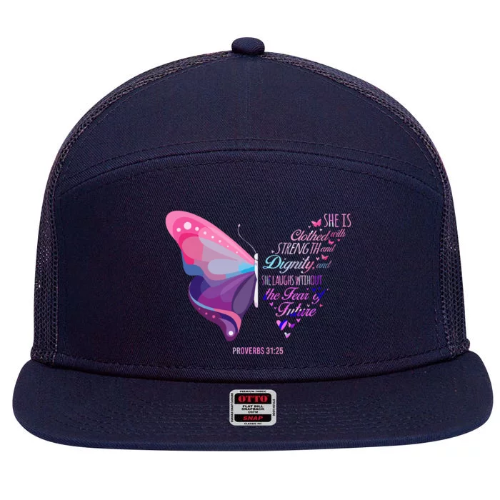 Christian Bible Verse Proverbs 3125 Butterfly Gift 7 Panel Mesh Trucker Snapback Hat