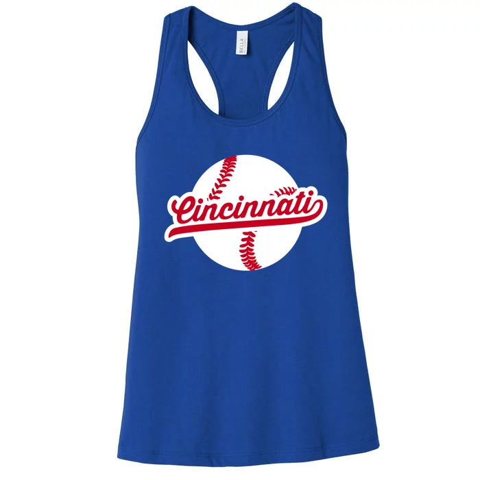 Cincinnati Baseball Vintage Ohio Pride Love City Red Gift Women's Racerback Tank