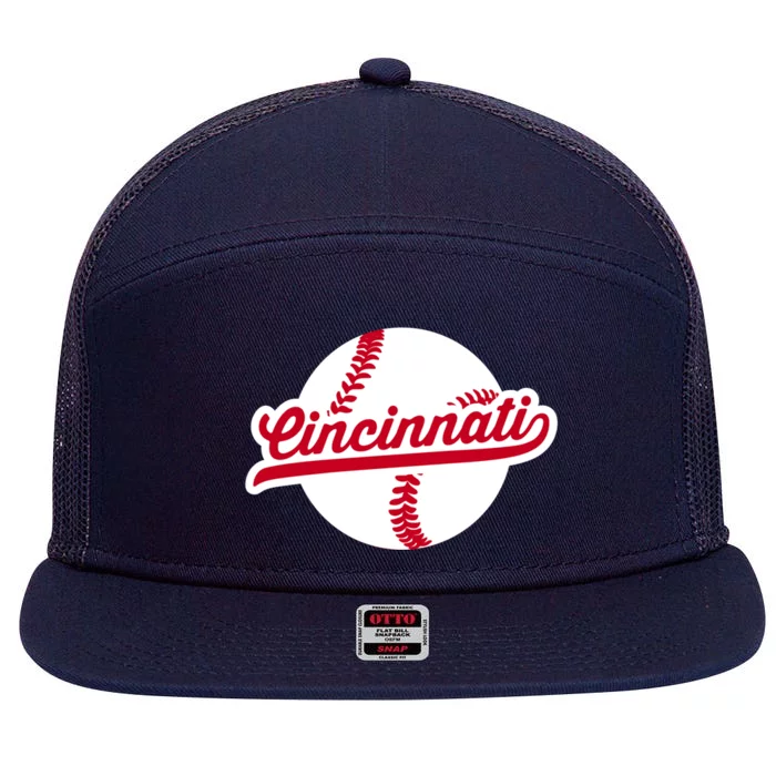 Cincinnati Baseball Vintage Ohio Pride Love City Red Gift 7 Panel Mesh Trucker Snapback Hat