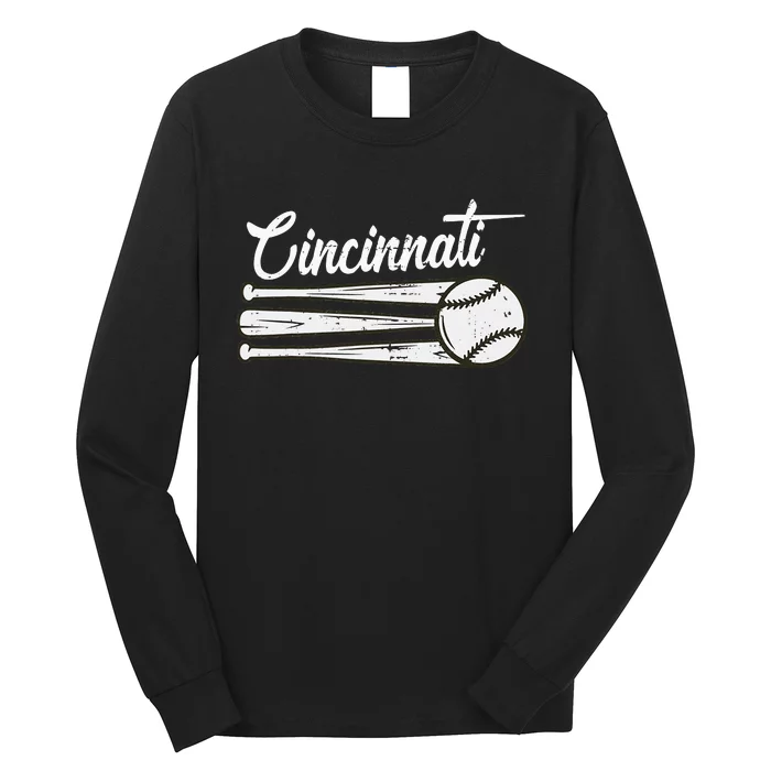 Cincinnati Baseball Vintage Distressed Met At Gameday Long Sleeve Shirt