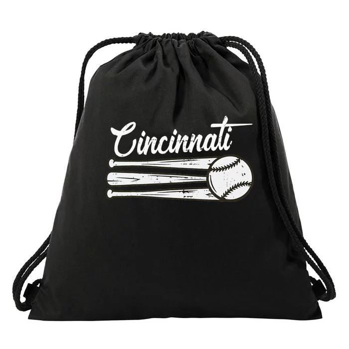 Cincinnati Baseball Vintage Distressed Met At Gameday Drawstring Bag