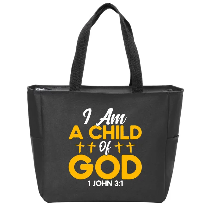 Christian Bible Verse John 31 Child Of God Cross Zip Tote Bag