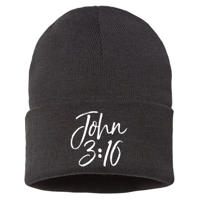 Christian Bible Verse Gift Scripture Reference John 3:16 Sustainable Knit Beanie