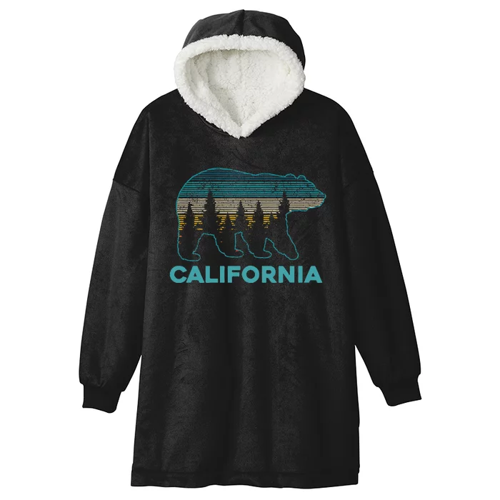 California Bear Vintage Retro Nature Hiking Souvenir Gift Hooded Wearable Blanket