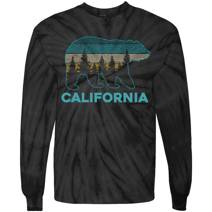 California Bear Vintage Retro Nature Hiking Souvenir Gift Tie-Dye Long Sleeve Shirt