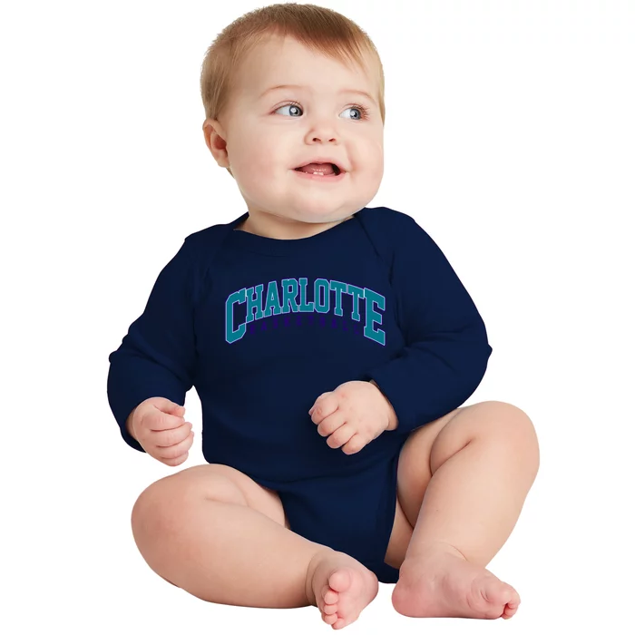 Charlotte Basketball Varsity Baby Long Sleeve Bodysuit