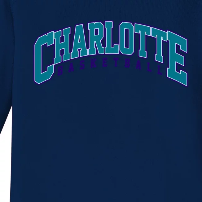 Charlotte Basketball Varsity Baby Long Sleeve Bodysuit