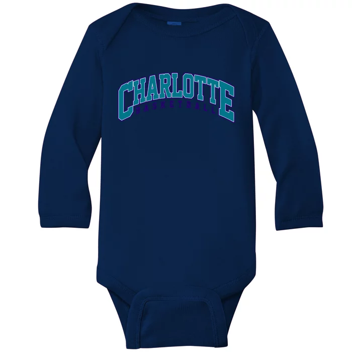 Charlotte Basketball Varsity Baby Long Sleeve Bodysuit